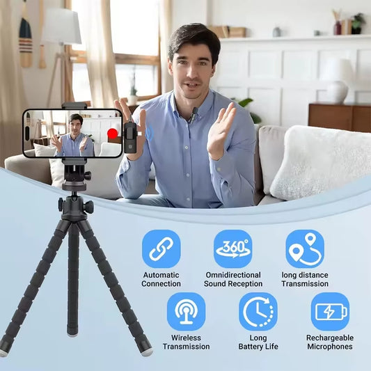 Mini Lavalier Microphone Portable Audio Video Recording Mini Lapel Mic Wireless Microfone for Iphone Typec Ipad Game Phone