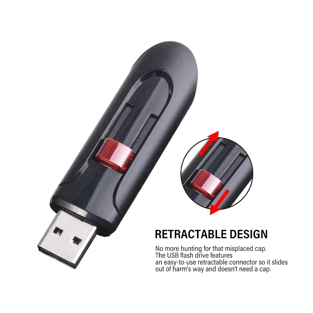 Retractable USB Flash Drive 128GB Plastic Memory Stick 64GB Creative Business Gift Pen Drive 32GB Red Pendrive Real Capacity 16G